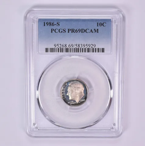 1986-S Roosevelt Dime PR69 DCAM PCGS Beautiful Tone *1496