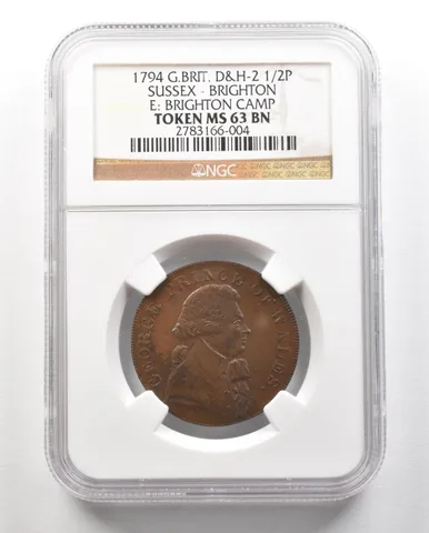 1794 G. Britain D&H-2 1/2 Penny Sussex-Brighton Token MS63 BN NGC *4726