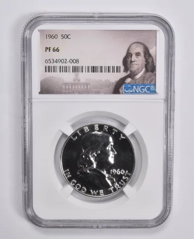 1960 Franklin Half Dollar PF66 NGC - White Coin Spot Free