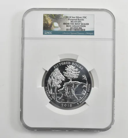 2018 5 Oz Silver Quarter ATB Pictured Rocks MS69 DPL NGC *1592