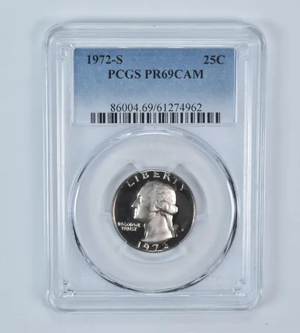 1972-S Washington Quarter PR69 CAM PCGS Blue Label