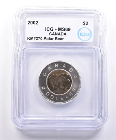 2002 Canada 2 Dollars Polar Bear MS69 ICG