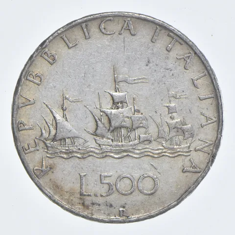 SILVER - WORLD Coin - 1958-2001 Italy 500 Lire - World Silver Coin *795