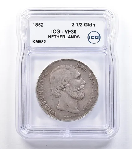 1852 Netherlands 2 1/2 Gulden KM#82 VF30 ICG *1792