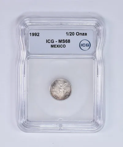 1992 Mo Mexico 1/20 Onza Silver Libertad MS68 ICG Beautiful Tone *8021