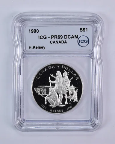 1990 Canada 1 Dollar Silver Henry Kelsey PR69 DCAM ICG