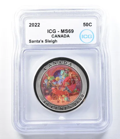 2022 Canada 50 Cents Santa's Sleigh MS69 ICG *8875