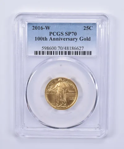 2016-W Gold Standing Liberty Quarter SP70 PCGS 1/4 Oz 100th Anniversary