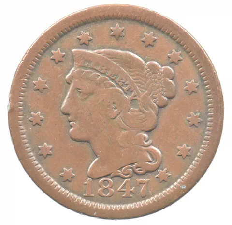1847 Braided Hair Large Cent *7539