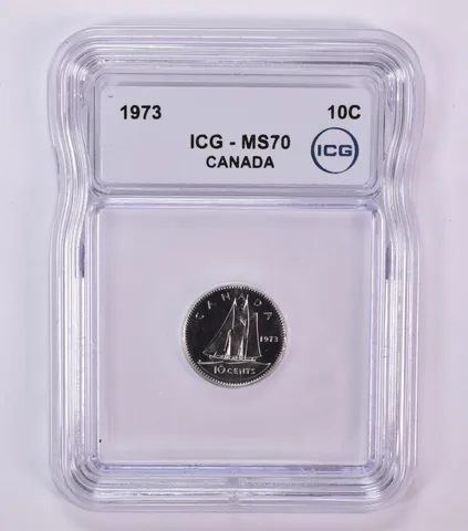 1973 Canada 10 Cents Bluenose MS70 ICG