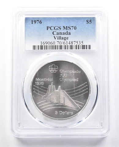 1976 Canada 5 Dollars Silver Montreal Olympics Village MS70 PCGS