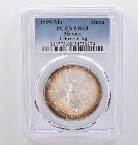 1995 Mo Mexico 1 Onza Silver Libertad MS68 PCGS Beautiful Tone *8949