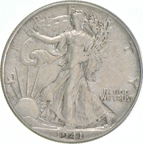 AU 1941 (P) Walking Liberty Half Dollar Almost Unc 90% Silver (1pc)