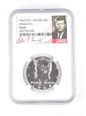 PF69 1964 Kennedy Half Dollar Type 1 REV Straight G Signed Label NGC *7793