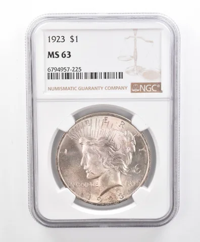 MS63 1923 Peace Silver Dollar NGC Beautifully Toned *9636