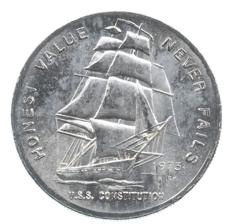 VINTAGE Art Bar/Round 1973 Constitution Mint Honest Value Silver 1 T Oz *257