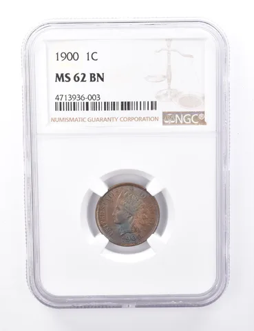 MS62 BN 1900 Indian Head Cent - Blue Tone - Graded NGC *1614