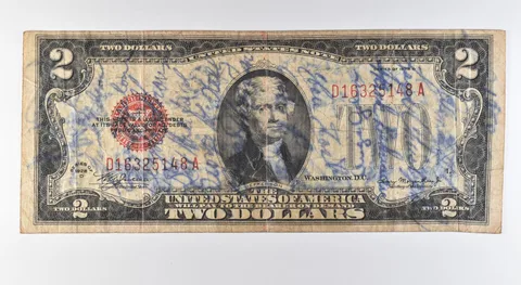 1928 D $2 US Note Red Seal Short Snorter WWII *9649