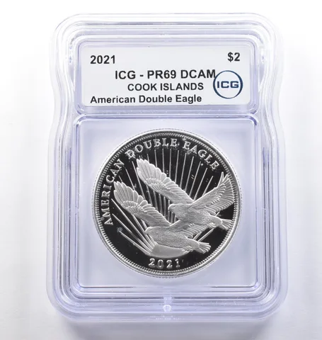 2021 Cook Islands $2 Silver American Double Eagle 1/2 Oz PR69 DCAM ICG *3762