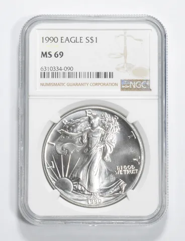 1990 American Silver Eagle MS69 NGC Brown Label