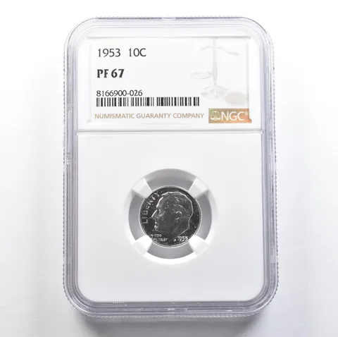 1953 Roosevelt Dime PF67 NGC PQ Cam Look *7657