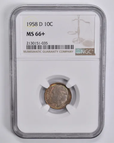 MS66+ 1958-D Roosevelt Dime NGC INSANE Colors *5633