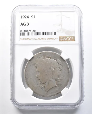 1924 Peace Silver Dollar AG3 NGC Lowball *8259