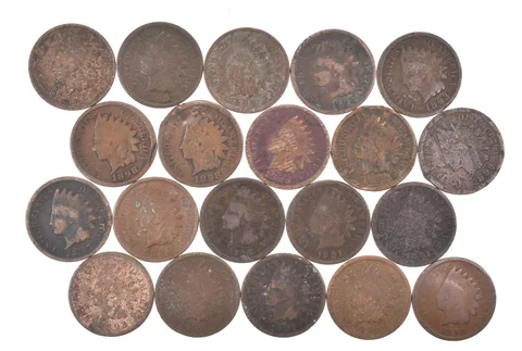 Lot 20 1800's 1890-1899 Indian Head Penny Cents US Coin Collection 2/5 Roll *512