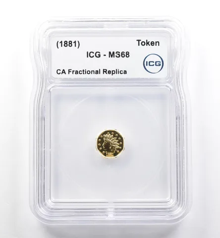 (1881) California Fractional Gold Token Indian Head 1/2 Dollar MS68 ICG *7436
