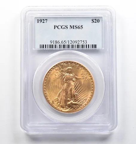 1927 $20 Saint Gaudens Gold Double Eagle MS65 PCGS *9448