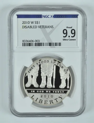 2010-W Disabled Veterans Commemorative Silver Dollar Proof 9.9 UCAM NGC X