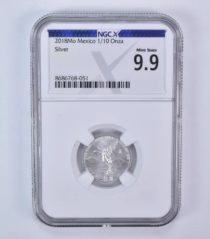 2018 Mo Mexico 1/10 Onza Silver Libertad Mint State 9.9 NGC X NGCX