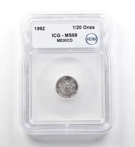 1992 Mo Mexico 1/20 Onza Silver Libertad MS68 ICG *7500