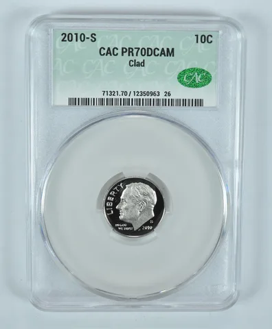 2010-S Roosevelt Dime CLAD PR70 DCAM CAC CACg