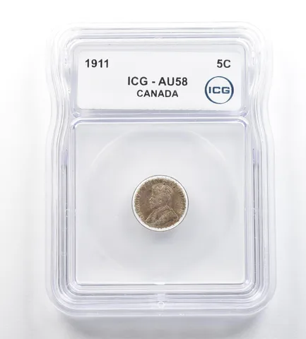 1911 Canada 5 Cents AU58 ICG *5295