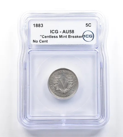 1883 Liberty V Nickel Centless Mint Breaker No Cent AU58 ICG *7271