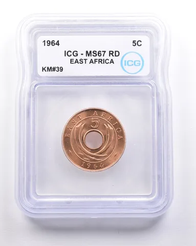 1964 East Africa 5 Cents KM#39 MS67 RD ICG *4580