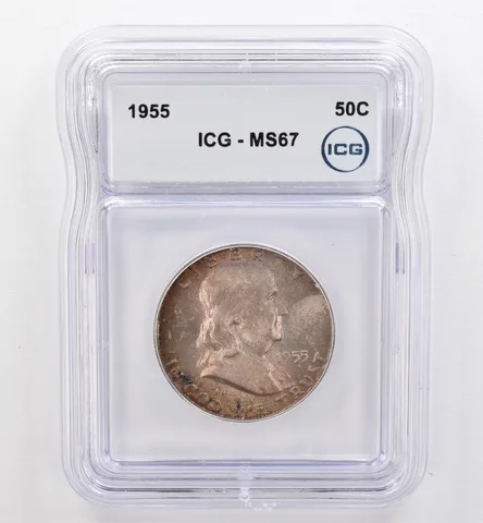 1955 Franklin Half Dollar MS67 ICG Beautiful Tone *9463