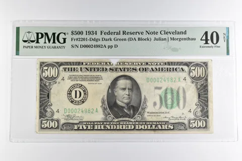 PMG EF 40 NET $500 1934 Cleveland, OH US FRN Green Seal Fr#2201-Ddgs *8139