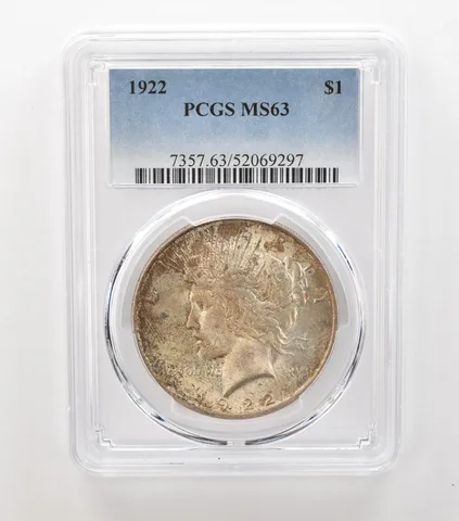 1922 Peace Silver Dollar MS63 PCGS Beautiful Tone *6921