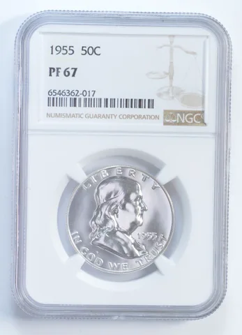 1955 Franklin Half Dollar PF67 NGC Brown Lbl