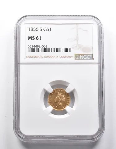 MS61 1856-S $1 Indian Princess Head Gold Dollar Piece NGC *2526