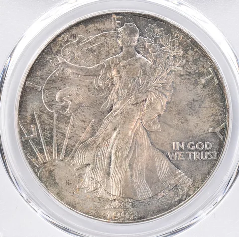 1992 American Silver Eagle MS66 PCGS Beautiful Tone *1437