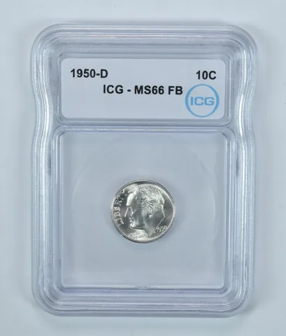 1950-D Roosevelt Dime MS66 FB ICG
