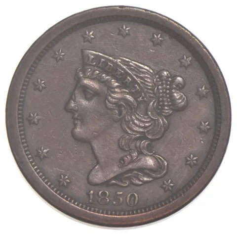 1850 Braided Hair Half Cent *1149