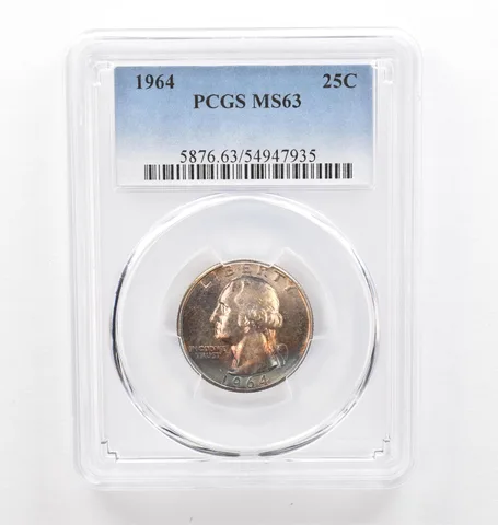 1964 Washington Quarter MS63 PCGS Beautiful Tone *0305