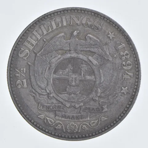 SILVER - WORLD Coin - 1894 South Africa 2 1/2 Shillings - World Silver Coin *806