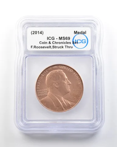 (2014) Franklin Roosevelt Coin & Chronicles Medal Struck Thru MS69 ICG *0595