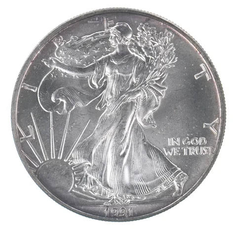 Beautiful Toned - 1991 American Silver Eagle 1 Troy Oz .999 Fine Silver *121