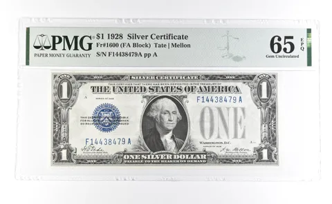 1928 $1 Silver Certificate Fr#1600 Gem Unc 65 EPQ PMG *7030